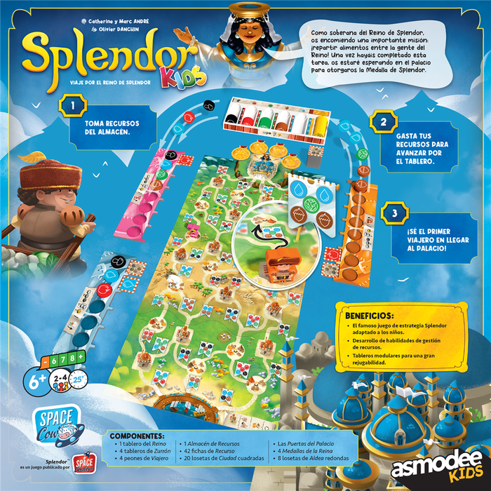Space Cow Splendor Kids - Juego de Mesa Infantil de Estrategia para Niños a Partir de 6 Años, 2-4 Jugadores, Tablero Modular, en Español