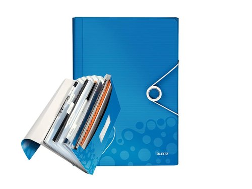 Leitz Carpeta Clasificadora Wow A4 Azul con 6 Separadores + 1 Extra Ancho