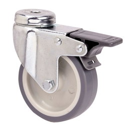 Ruedas Alex Rueda Giratoria con Freno y Eje Liso Ø 8 cm - Carga Máx. 60 kg Color Gris Poliamix Goma