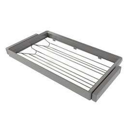 Emuca Kit de cajón zapatero y bastidor regulable Quartz para armarios, guías de cierre suave y extracción total, Módulo 90cm, Acabado Titanio