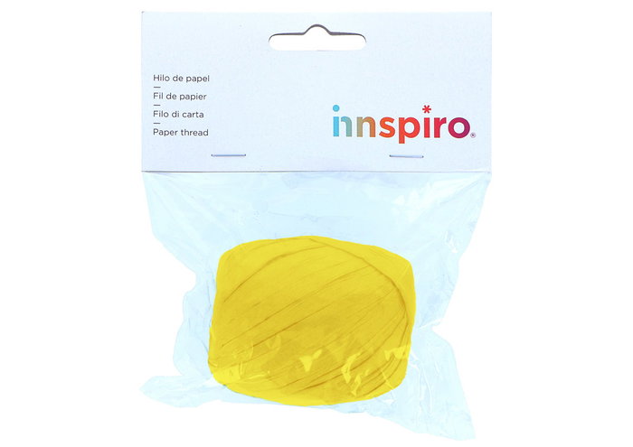 Innspiro Rafia de papel color amarillo 4mm x 30m