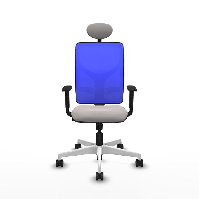 PIQUERAS Y CRESPO Silla de oficina Motilla con mecanismo Sincro, Blanco y Azul