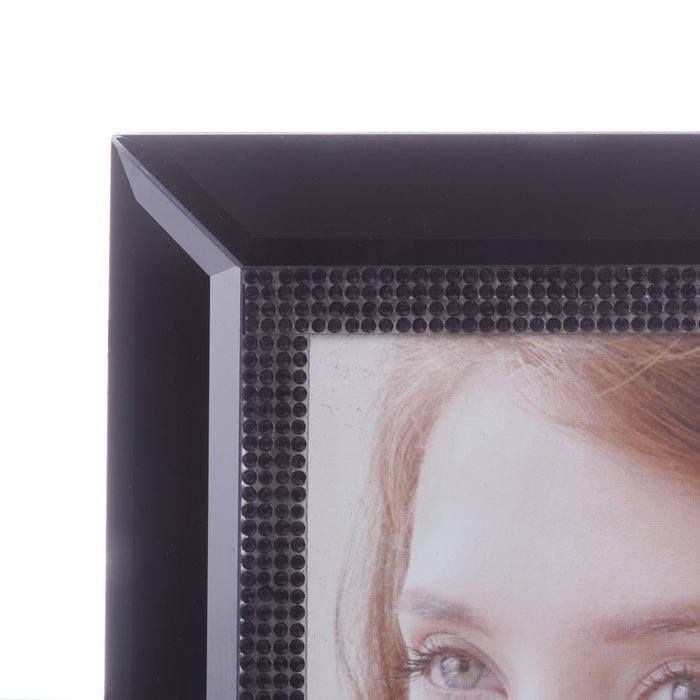 Portafotos Negro Cristal Decoración 15,50 X 5 X 20,50 cm (Set de 2)