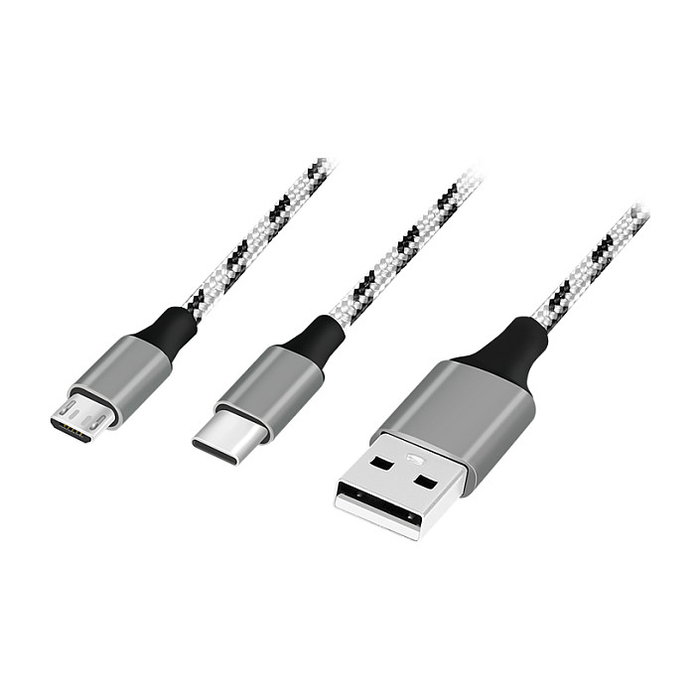 LogiLink Cable USB 2.0 USB-A/M a Micro-USB + USB-C, 1,2 m, blanco/negro LogiLink Cable USB 2.0 USB-A/M a Micro-USB + USB-C, 1,2 m, blanco/negro