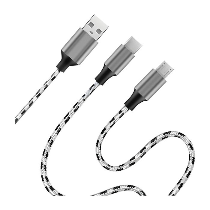LogiLink Cable USB 2.0 USB-A/M a Micro-USB + USB-C, 1,2 m, blanco/negro LogiLink Cable USB 2.0 USB-A/M a Micro-USB + USB-C, 1,2 m, blanco/negro