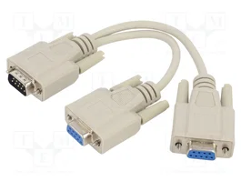 DeLOCK 65403 Adaptador Serie D-Sub9 Macho a 2 Hembras 17 cm Beige
