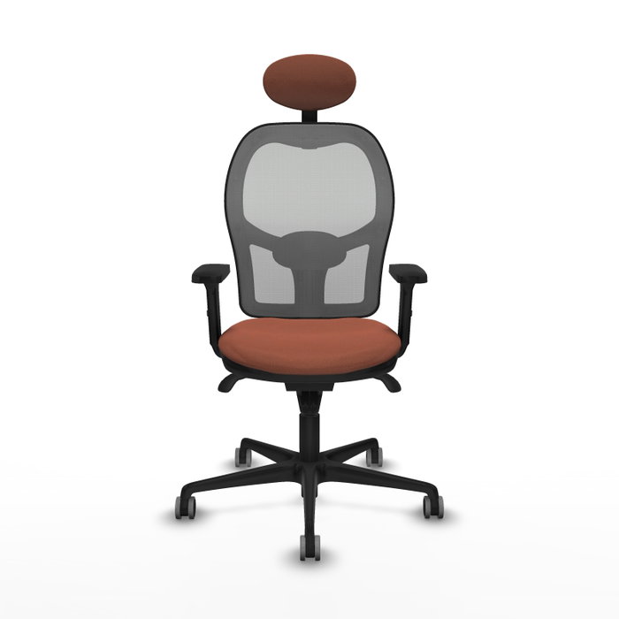 PIQUERAS Y CRESPO Silla de oficina Jorquera con mecanismo sincro, tela marrón y malla gris PIQUERAS Y CRESPO Silla de oficina Jorquera con mecanismo sincro, tela marrón y malla gris