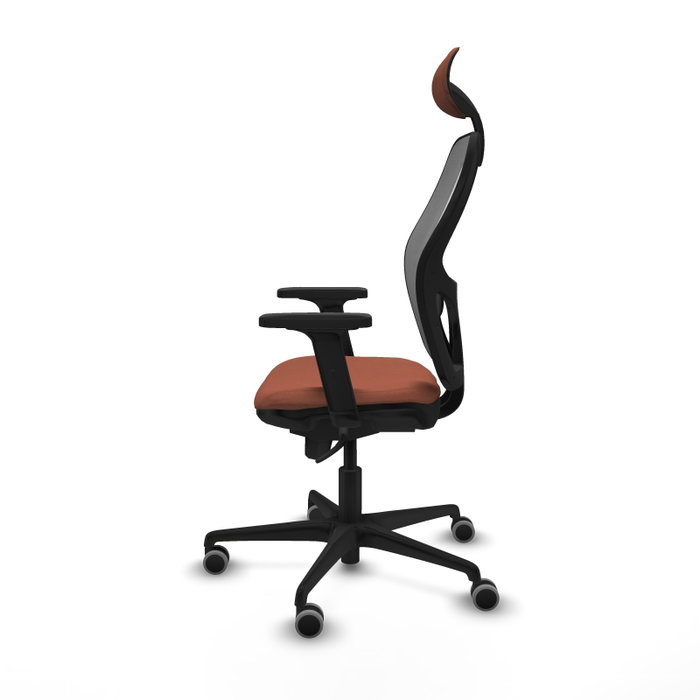 PIQUERAS Y CRESPO Silla de oficina Jorquera con mecanismo sincro, tela marrón y malla gris PIQUERAS Y CRESPO Silla de oficina Jorquera con mecanismo sincro, tela marrón y malla gris