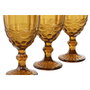 DKD Home Decor Set de 6 Copas de Cristal con Relieve Ámbar Classic Garbo 325ml