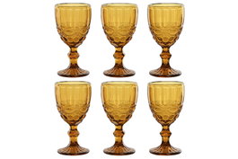 DKD Home Decor Copa Cristal Ambar Relieve Basicos Classic Garbo Set 6 Piezas 8.7 x 17 x 8.7 cm