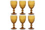 DKD Home Decor Copa Cristal Ambar Relieve Basicos Classic Garbo Set 6 Piezas 8.7 x 17 x 8.7 cm