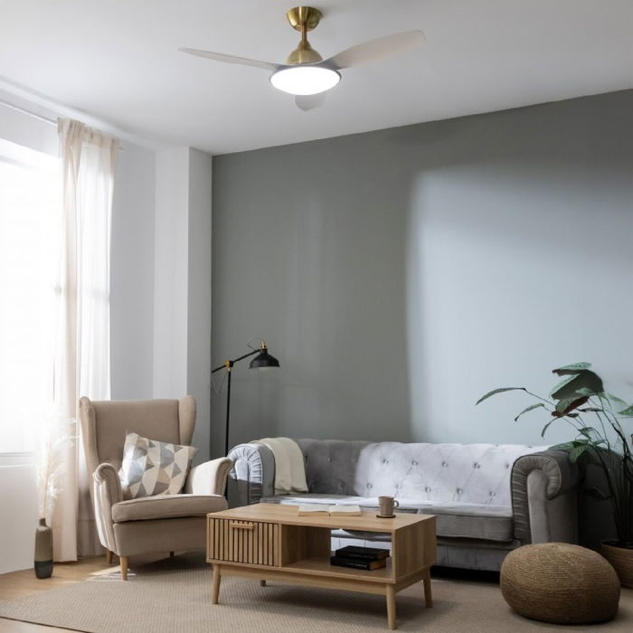 Ventilador de Techo con Luz Cecotec EnergySilence 4800 Blanco Dorado 36 W