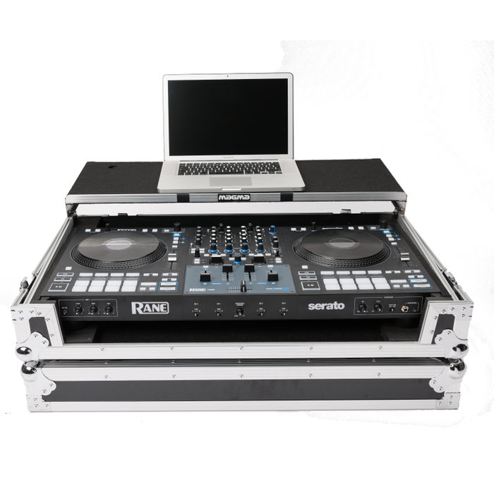 Magma Flightcase para Rane Four / Performer y Portátil - Construcción Resistente, Plataforma Deslizante Extraíble, Ruedas - Negro