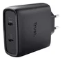 Trust Maxo Cargador GaN 65 W con 2xUSB-C y Cable de 2 m, Negro