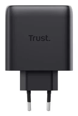 Trust Maxo Cargador GaN 65 W con 2xUSB-C y Cable de 2 m, Negro