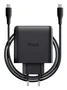 Trust Maxo Cargador GaN USB-C 65W (2 Puertos) con Cable USB-C 2m, Negro, PD 3.0, Carga Rápida PPS