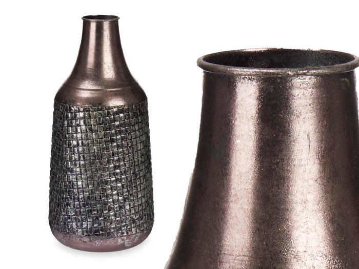 Giftdecor Jarron Relieve Conico Plata Envejecido 21x44x21 cm (Set de 4)