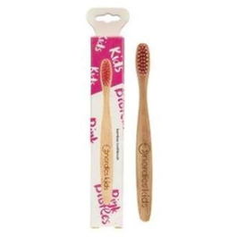 NORDICS ORAL CARE Cepillo Dental Bambú Niños - Rosa, Cerdas Suaves, Mango Biodegradable