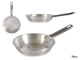 Kinvara Sartén de Aluminio con Mango, 16 cm (Diámetro), Plata, Apta para Gas y Horno, Apta para Lavavajillas (Set de 12)