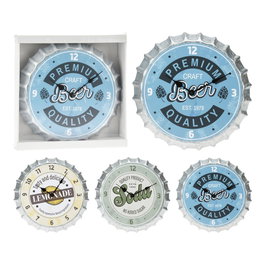 Basics Reloj de Pared Chapa de Botella Modelos Variados, 31 cm, Funciona con 1 Pila AA (No Incluida)