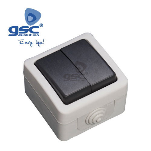 GSC Evolution Doble conmutador estanco 10A IP54 GSC Evolution Doble conmutador estanco 10A IP54