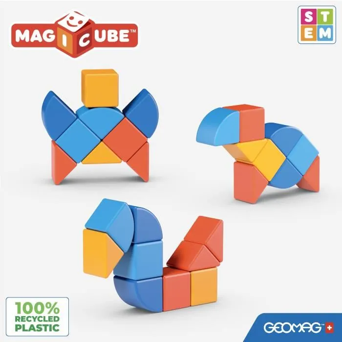 Geomag Magicube 208 Bloques magnéticos 9 piezas Plástico reciclado Varias formas Animales GEO0871772002086