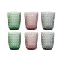 DKD Home Decor Set de 6 Vasos de Cristal Modern Garbo 240ml Surtido Relieve