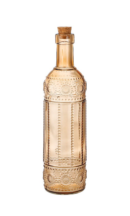 La Mediterran Botella Vidrio Pintada Tapa Corcho 3 Surtidos 500 ml 6.5x6.5x27.5 cm (24 Unidades)