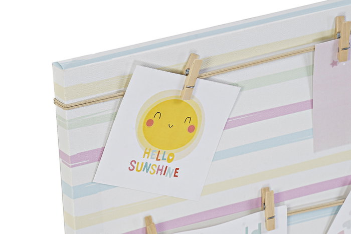 DKD Home Decor Portafotos Lienzo Sunshine Blanco 60x30x2 cm DKD Home Decor Portafotos Lienzo Sunshine Blanco 60x30x2 cm