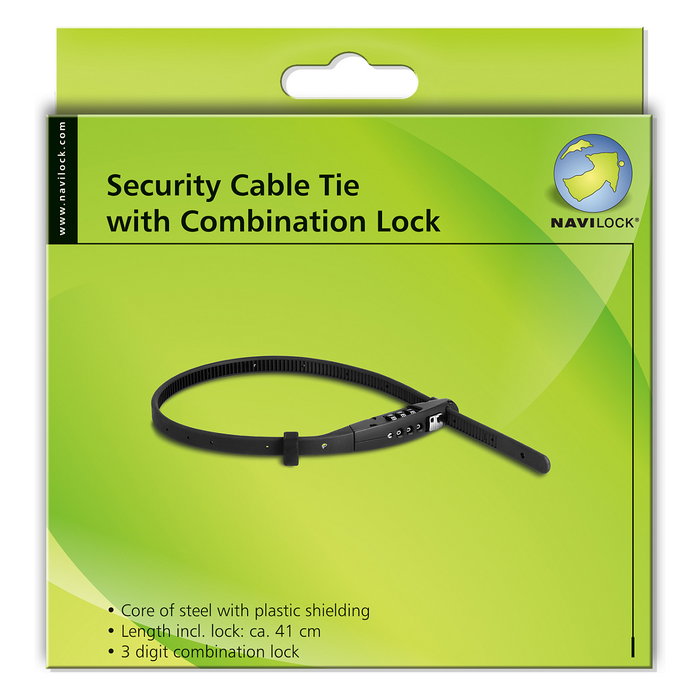 Navilock Universal Sicherungskabelbinder con candado de combinación negro, 410 x 10 mm Navilock Universal Sicherungskabelbinder con candado de combinación negro, 410 x 10 mm