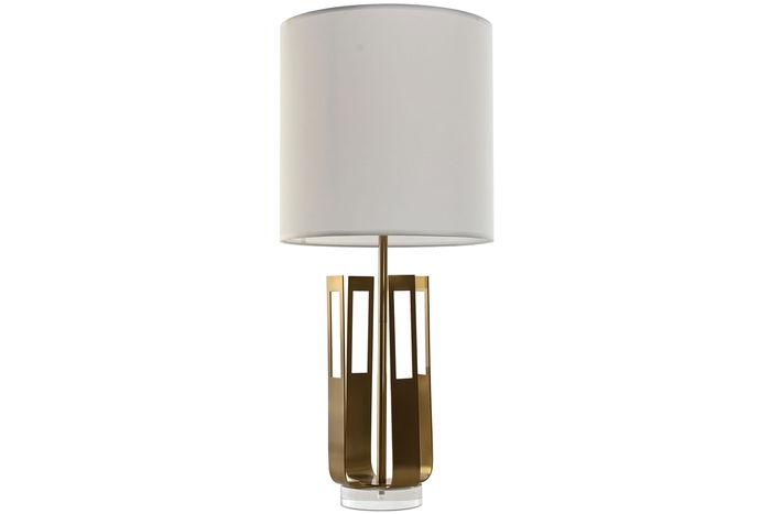 DKD Home Decor Lámpara Sobremesa Moderno Dorado Blanco Hierro Acrílico Algodón 35 x 78 x 35 cm