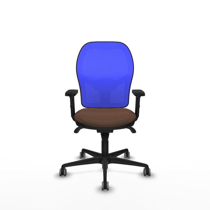 PIQUERAS Y CRESPO Silla de oficina Jorquera con mecanismo Sincro, Tela Marrón y Malla Azul