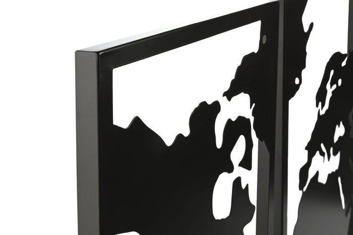 DKD Home Decor Set de 3 Decoraciones de Pared Mapa en Metal Negro