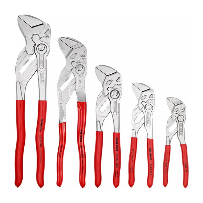 Knipex 00 19 55 S4 Juego de Alicates de Acero con Mangos de Plástico Rojo, Incluye 5 Piezas de 125 mm y 30 cm