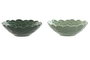 DKD Home Decor Cuencos de Porcelana Green Leafs 24 con Relieve de Hojas, Surtido de 2 Colores