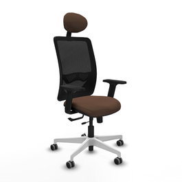 PIQUERAS Y CRESPO Silla de oficina Zulema con mecanismo Sincro/Traslack, Tela Marrón oscuro y Malla Negra