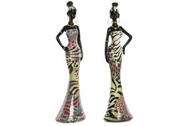 DKD Home Decor Figura de Resina Africana Multicolor
