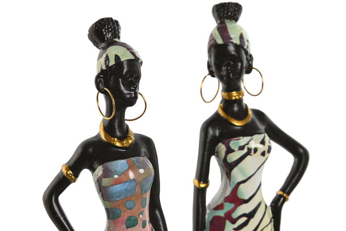 DKD Home Decor Figura de Resina Africana Multicolor