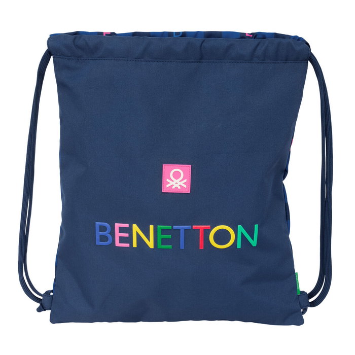 Bolsa Mochila con Cuerdas Benetton Damero Azul marino 35 x 40 x 1 cm Bolsa Mochila con Cuerdas Benetton Damero Azul marino 35 x 40 x 1 cm