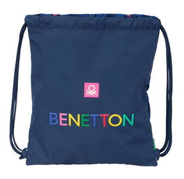 Bolsa Mochila con Cuerdas Benetton Damero Azul marino 35 x 40 x 1 cm
