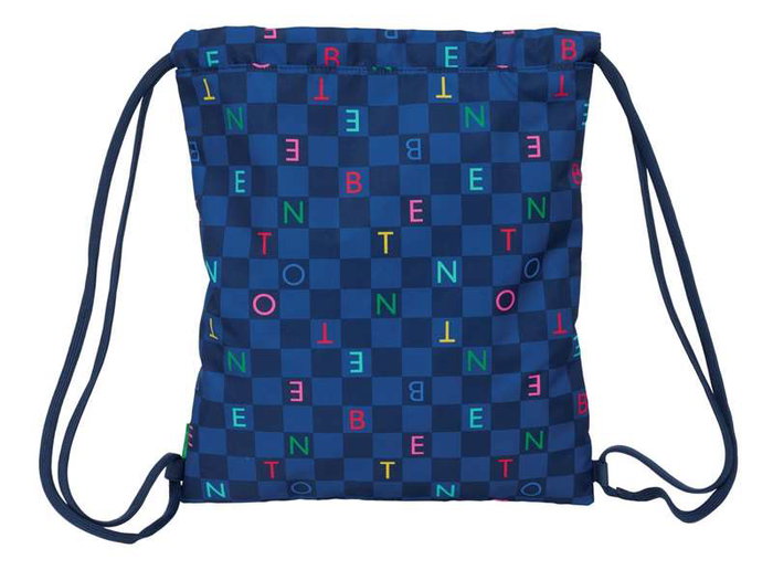 Bolsa Mochila con Cuerdas Benetton Damero Azul marino 35 x 40 x 1 cm