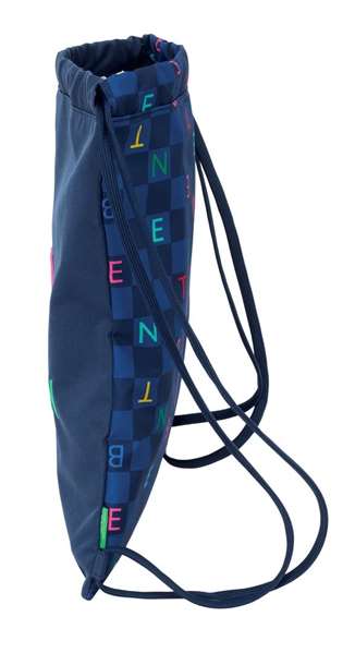 Bolsa Mochila con Cuerdas Benetton Damero Azul marino 35 x 40 x 1 cm