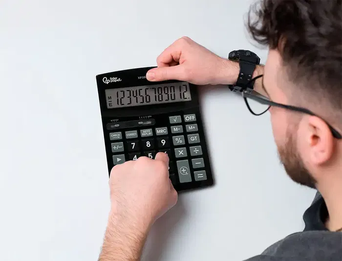 Liderpapel Calculadora Sobremesa xf29 12 Dígitos Solar y Pilas Color Negro 190x140x30 mm