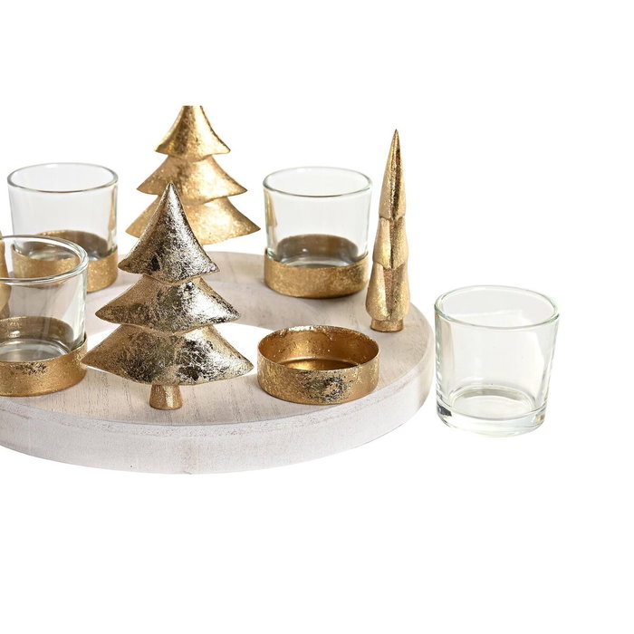 DKD Home Decor Portavelas de Madera y Cristal con 4 Vasos, Surtido de 2 Unidades