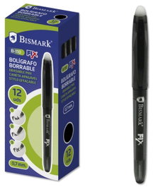 POESSA Bolígrafo Bismark Borrable Negro Punta 0,7 mm con Capuchón