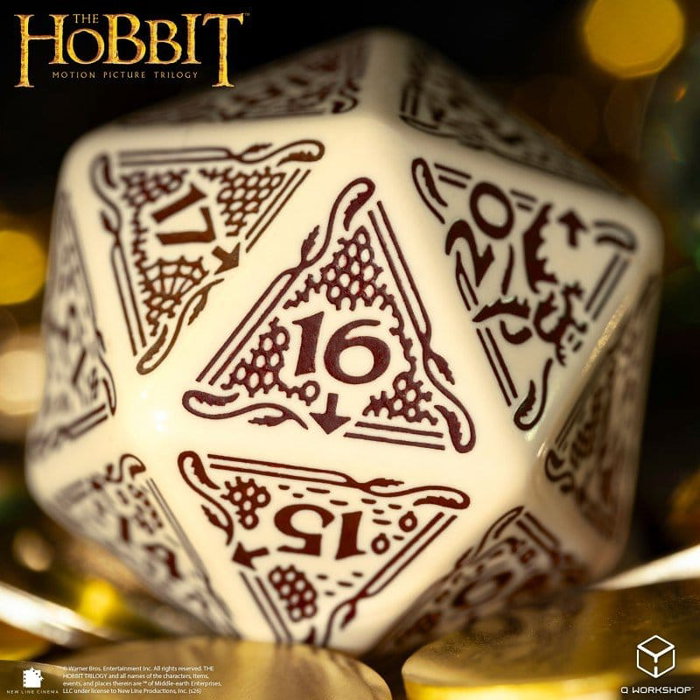 Q Workshop El Hobbit Spindown Jumbo Dado Terra TCG D20