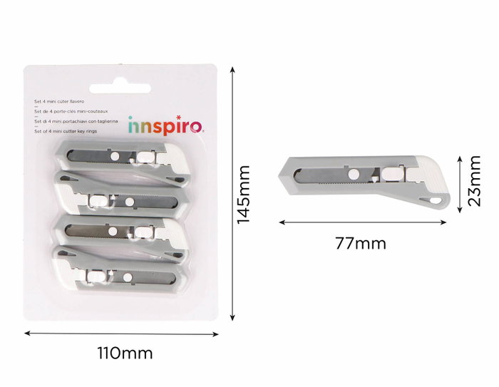 Innspiro Set de 4 mini cúter con agujero para llavero