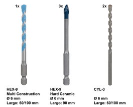 BOSCH Set de Brocas: 3 para Porcelánico, 2 para Hormigón y 1 Multicon 6mm