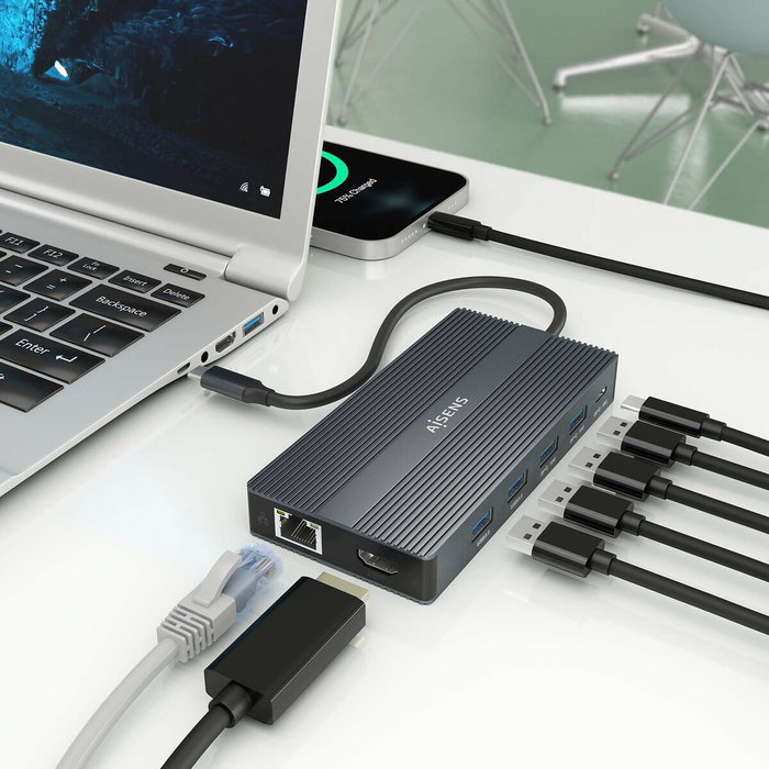 Aisens USB-C Dock 12 en 1 ASUC-12P017-GR Gris
