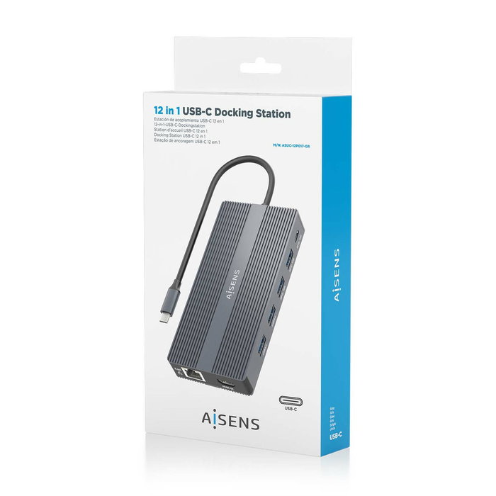 Aisens USB-C Dock 12 en 1 ASUC-12P017-GR Gris